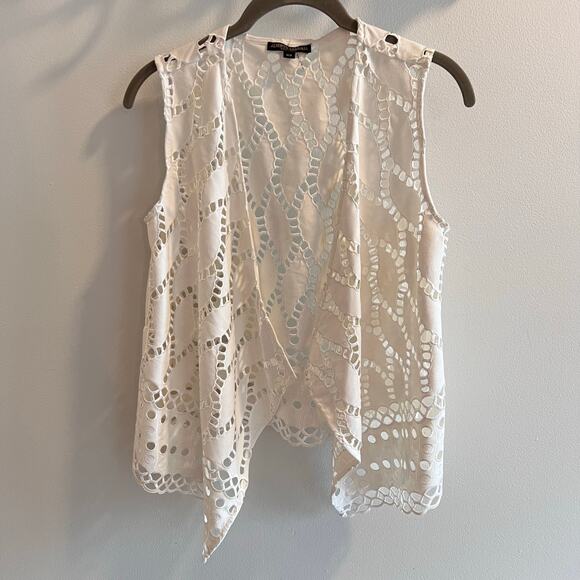 Alberto Makali White Boho Open Front Vest Size XS - Picture 1 of 6